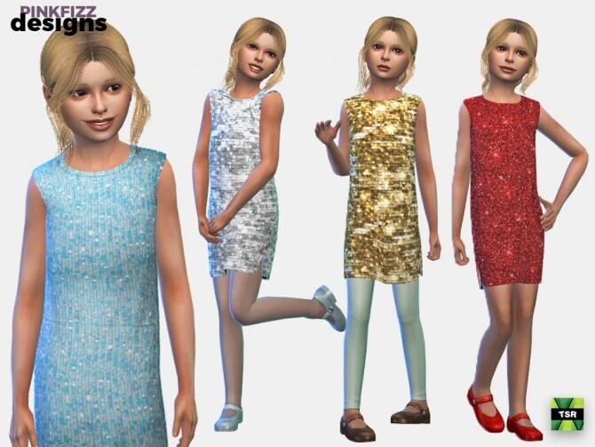 Sims 4 Junior Glitter Party Dress by Pinkfizzzzz at TSR