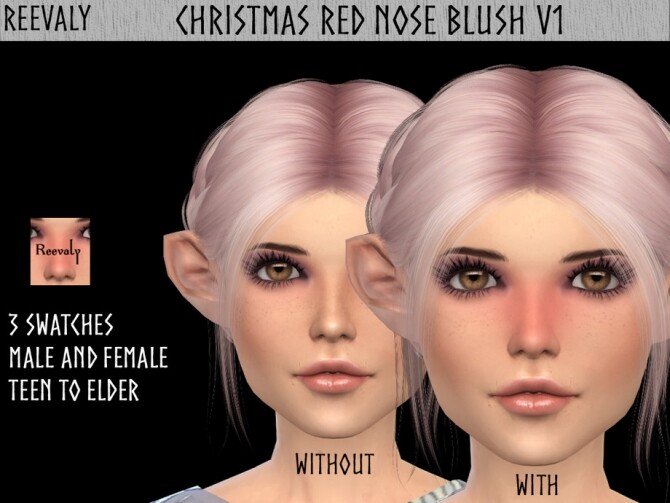Sims 4 Christmas Red Nose Blush V1 by Reevaly at TSR
