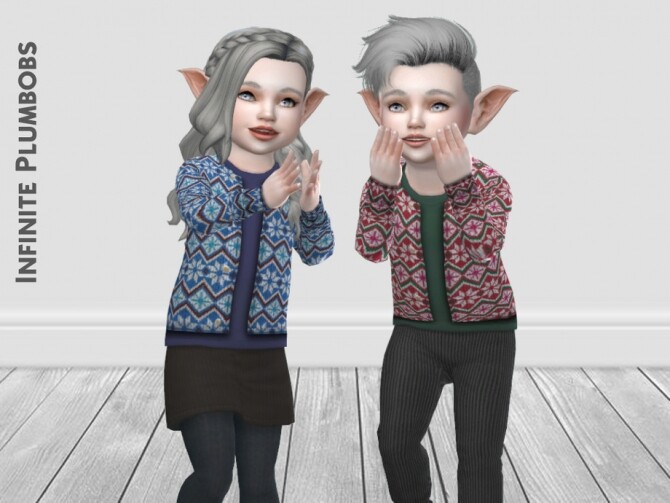 Sims 4 IP Toddler Christmas Knit Cardigan by InfinitePlumbobs at TSR