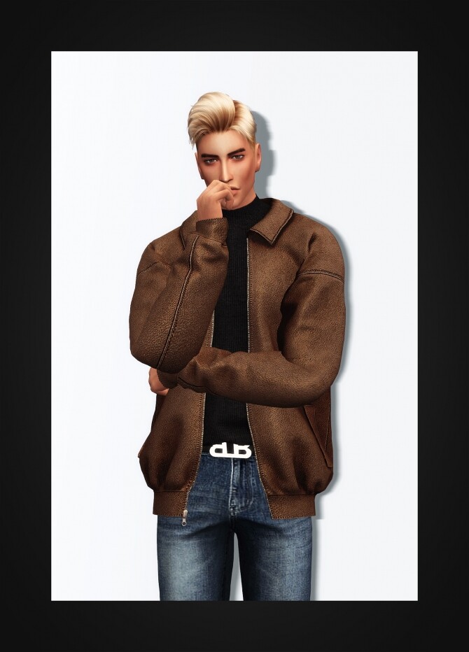 Sims 4 Leather Jacket & Turtleneck at Gorilla