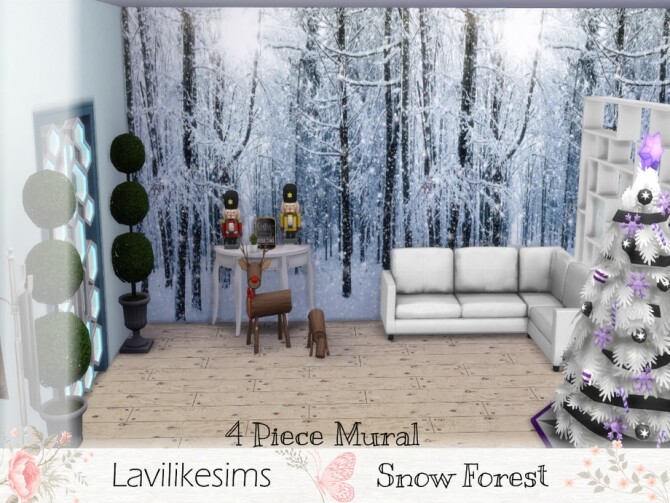 Sims 4 Snow Forest Mural by lavilikesims at TSR