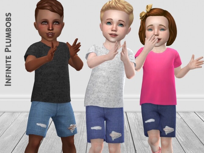 Sims 4 IP Toddler Ripped Jean Shorts by InfinitePlumbobs at TSR