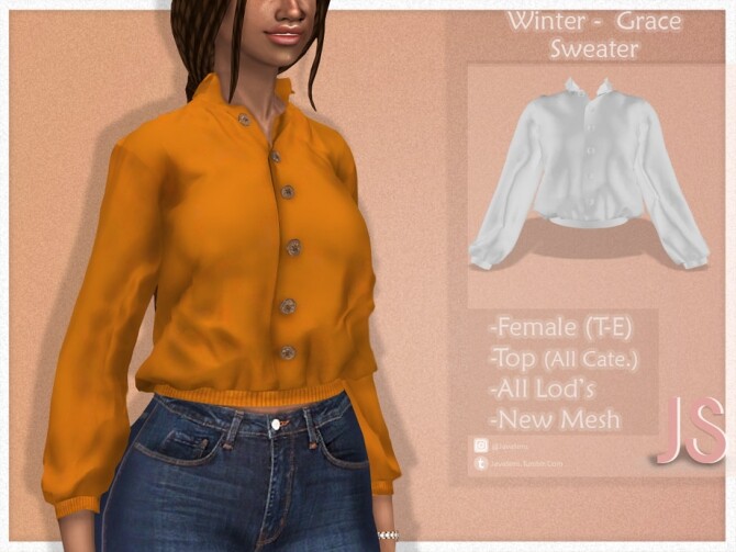 Sims 4 Winter Grace Sweater by JavaSims at TSR
