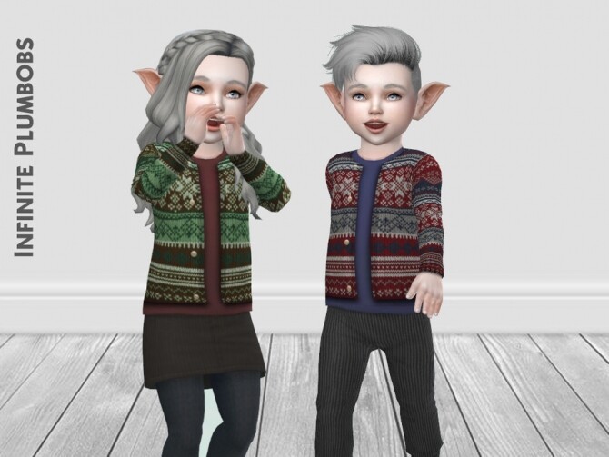 Sims 4 IP Toddler Christmas Knit Cardigan by InfinitePlumbobs at TSR