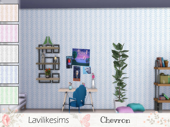 Sims 4 Chevron Stripe wallpaper by lavilikesims at TSR