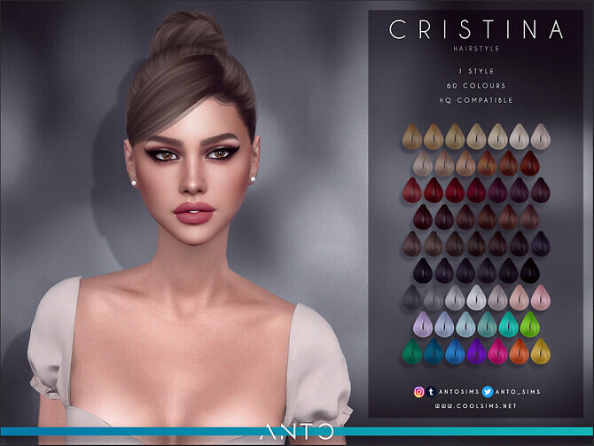 Sims 4 Cristina braided bun with fringe hair by Anto at TSR
