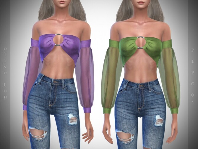 Sims 4 Olive Top by Pipco at TSR