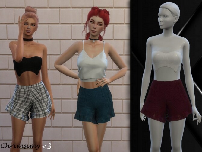 Sims 4 Ruffle Shorts with Pockets by chrimsimy at TSR