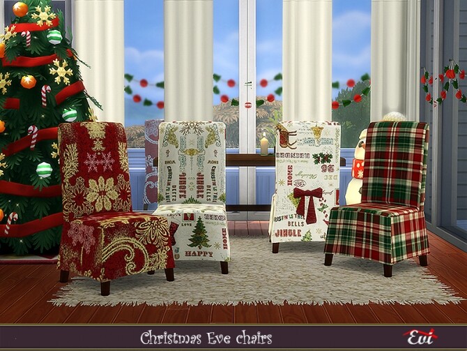 Sims 4 Chrismas Eve Chairs by evi at TSR