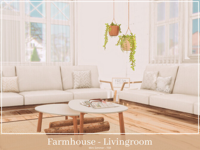Sims 4 Farmhouse Living room by Mini Simmer at TSR