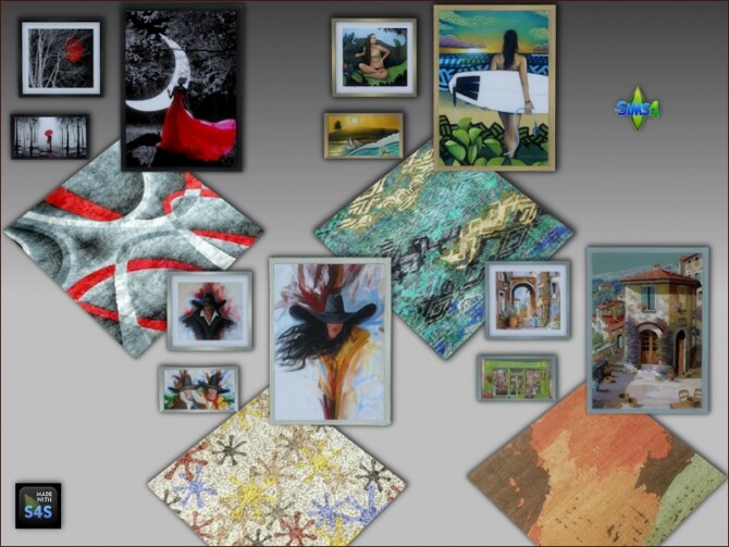 Sims 4 Picture collection and rugs   4 sets by Mabra at Arte Della Vita