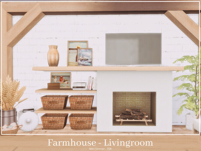 Sims 4 Farmhouse Living room by Mini Simmer at TSR