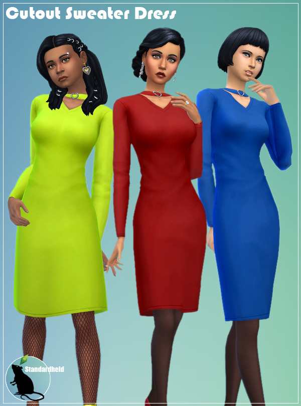 Sims 4 Cutout Sweater Dress Recolor at Standardheld
