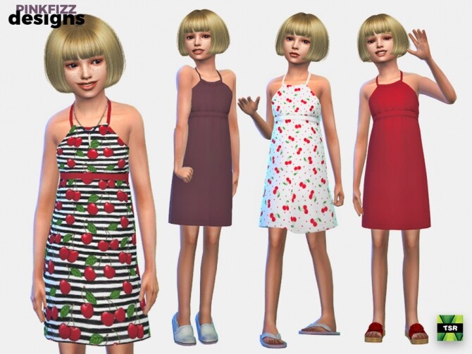 Sims 4 Junior Cherry Dress by Pinkfizzzzz at TSR