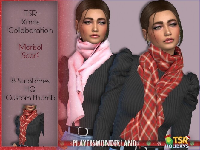 Sims 4 Winter Wonderland 2020 Marisol Scarf by PlayersWonderland at TSR
