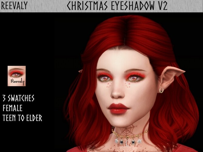 Sims 4 Christmas Eyeshadow V2 by Reevaly at TSR