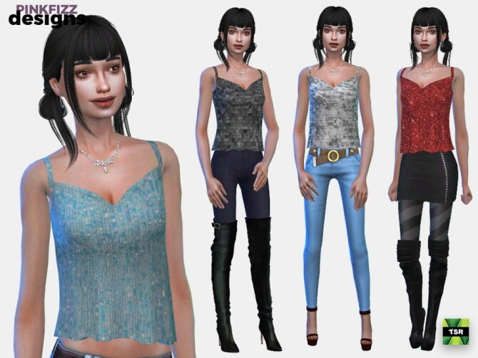 Sims 4 Glitter Top by Pinkfizzzzz at TSR