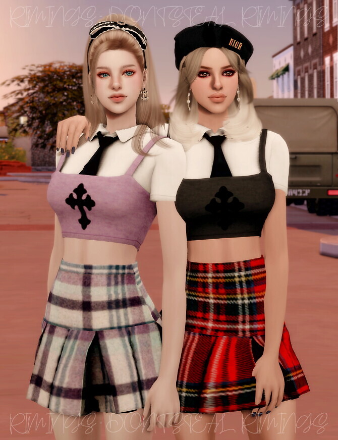 Sims 4 JENNIE School Look K pop Outfit at RIMINGs