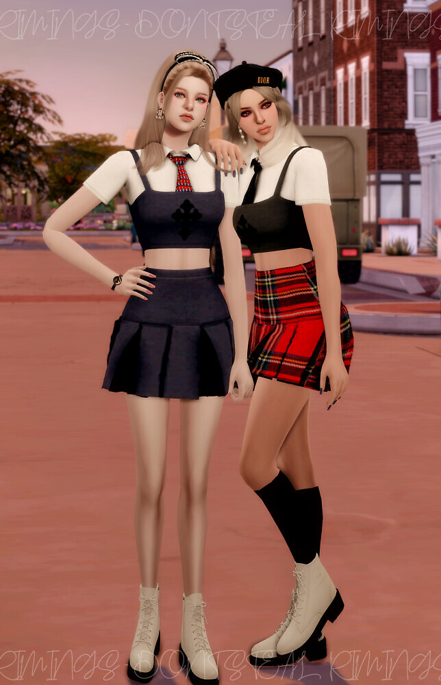 Sims 4 JENNIE School Look K pop Outfit at RIMINGs