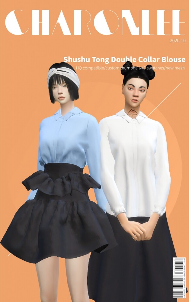 Sims 4 Shushu Tong Double Collar Blouse at Charonlee