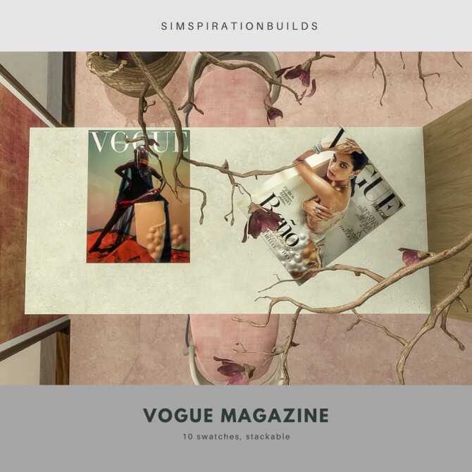 Sims 4 Stackable Vogue Magazine 10 covers at Simspiration Builds