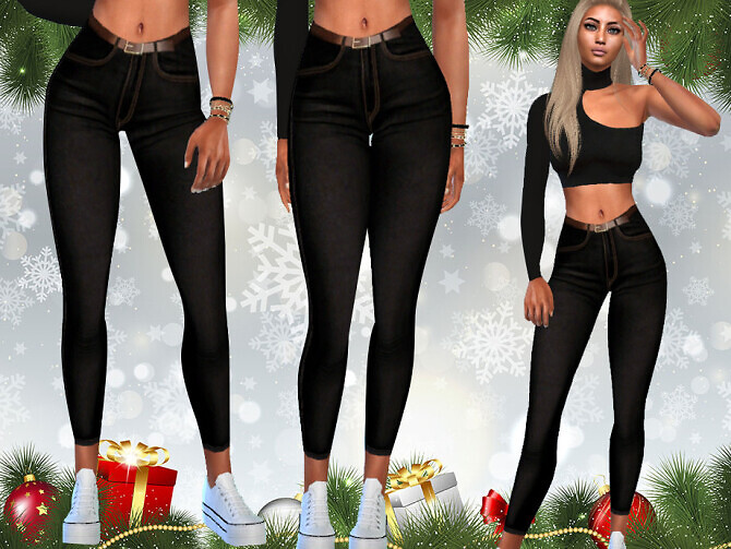 Sims 4 Dark Jeans with Belt by Saliwa at TSR