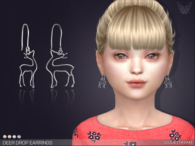 Sims 4 Deer Drop Earrings For Kids by feyona at TSR