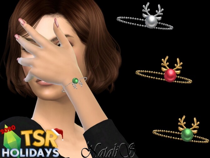 Sims 4 Xmas reindeer bracelet Winter Wonderland by NataliS at TSR