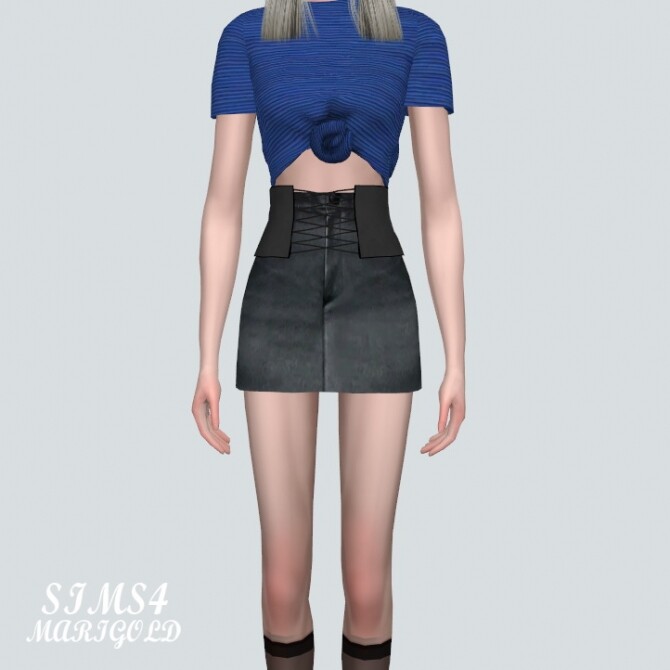 Sims 4 Corset Denim Skirt at Marigold