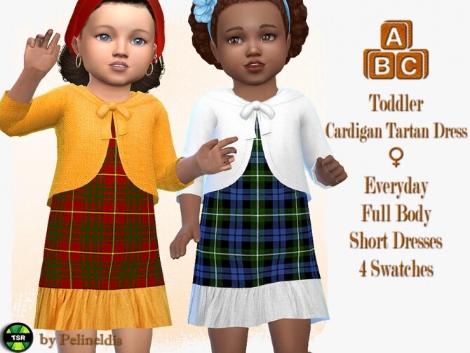 Sims 4 Tartan Dress with Cardigan by Pelineldis at TSR