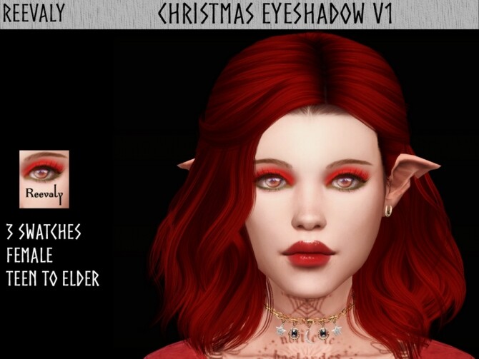 Sims 4 Christmas Eyeshadow V1 by Reevaly at TSR