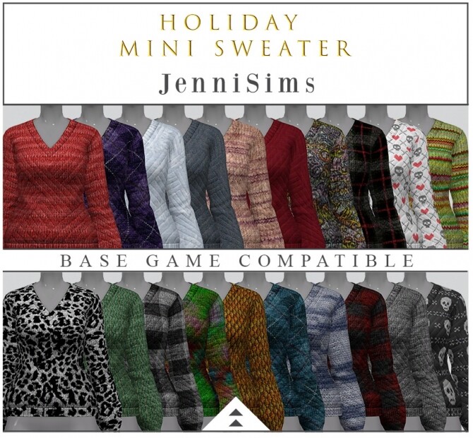 Sims 4 BASE GAME COMPATIBLE SWEATER 20 SWATCHES at Jenni Sims