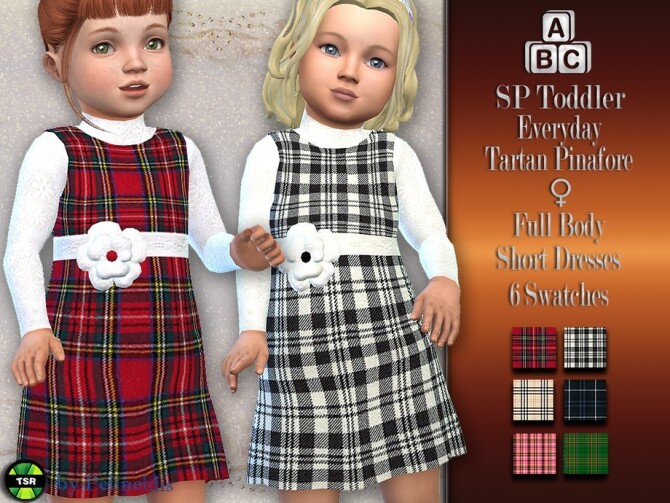 Sims 4 Toddler Tartan Pinafore by Pelineldis at TSR
