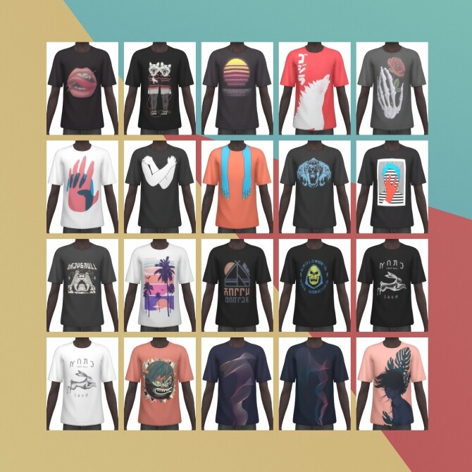 Basic Tee v2 Misc Prints at Busted Pixels » Sims 4 Updates