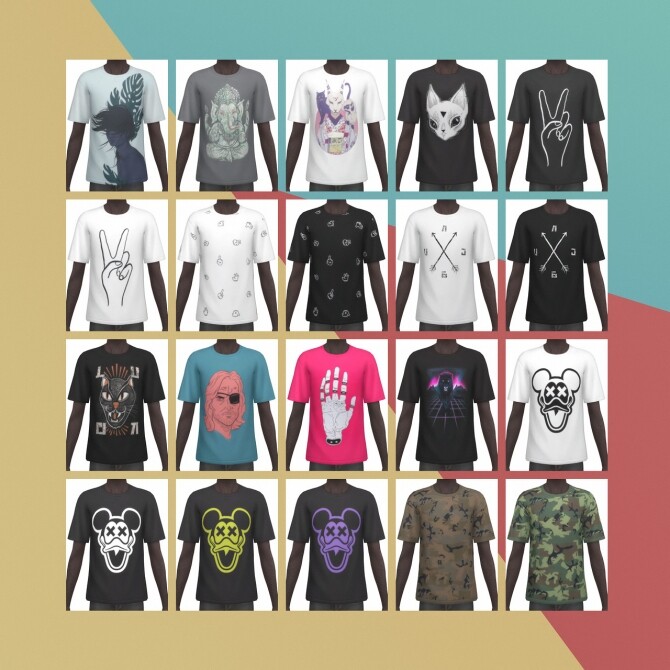 Basic Tee v2 Misc Prints at Busted Pixels » Sims 4 Updates