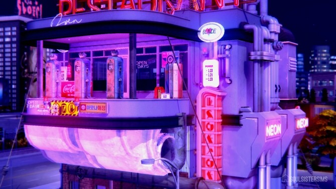 Sims 4 Cyberpunk 2020 Stratosphere Gas Station at SoulSisterSims