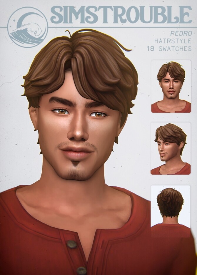 Sims 4 PEDRO hair at SimsTrouble