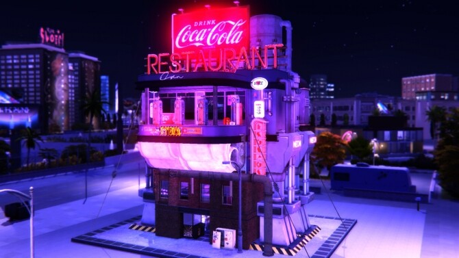 Sims 4 Cyberpunk 2020 Stratosphere Gas Station at SoulSisterSims