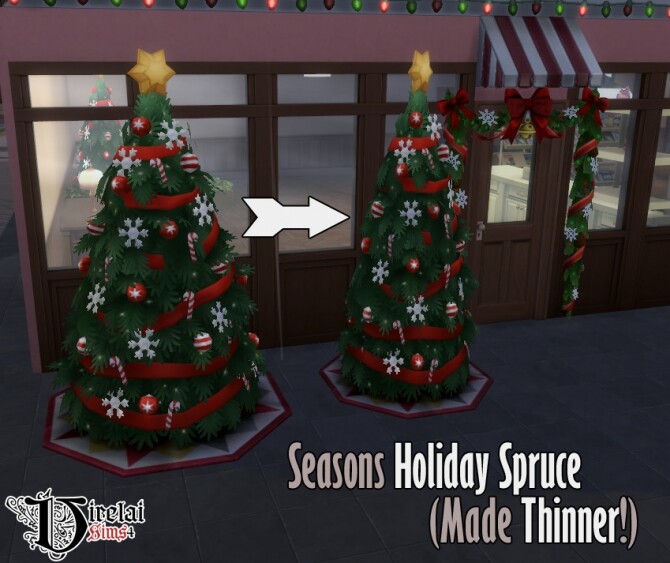 Sims 4 Seasons Holiday Spruce made thinner at Virelai