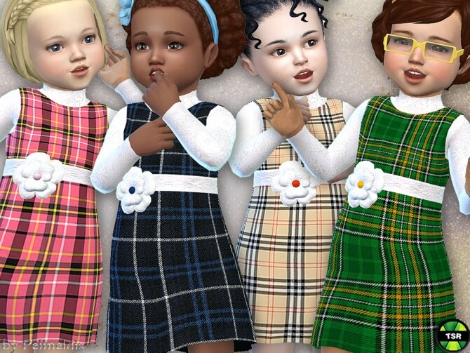 Sims 4 Toddler Tartan Pinafore by Pelineldis at TSR