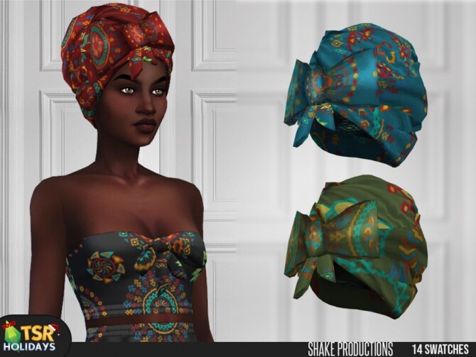 Sims 4 Holiday Wonderland Kwanzaa Headscarf by ShakeProductions at TSR