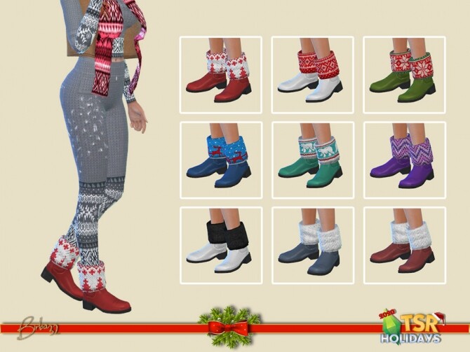 Sims 4 Holiday Wonderland Christmas boots F by Birba32 at TSR