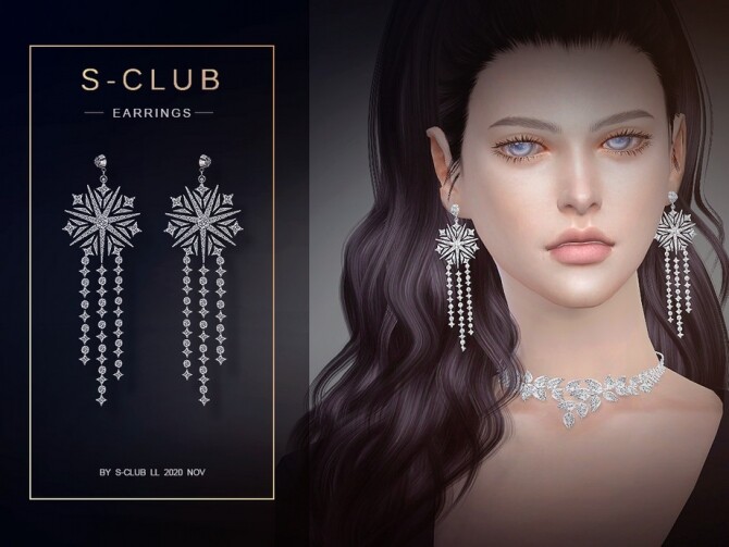 Sims 4 Snowflakes tassel earrings 202033 by S Club LL at TSR