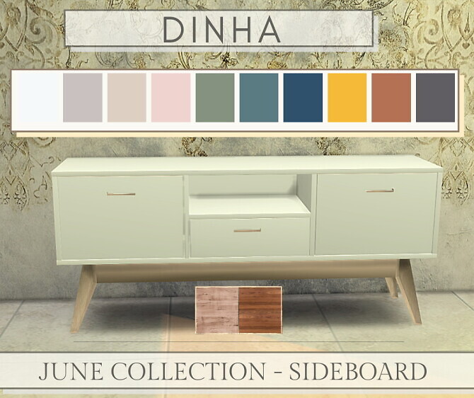 Sims 4 June Collection: Sideboard, Pillows & Frames at Dinha Gamer