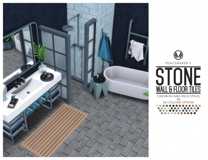 Sims 4 Stone Floor & Wall Tiles Chevron and Field Designs at Simsational Designs