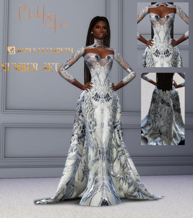 NUMBER GOWN AND ACC at Mably Store » Sims 4 Updates