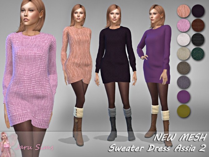 Sims 4 Sweater Dress Assia 2 by Jaru Sims at TSR