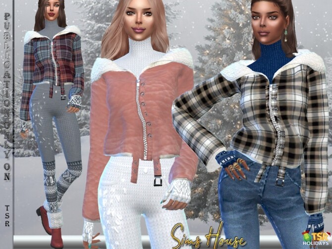 Sims 4 Womens Turndown Jacket Holiday Wonderland by Sims House at TSR