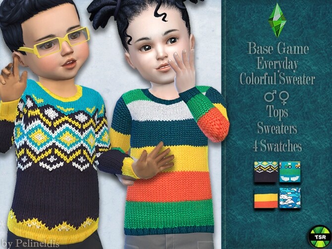 Sims 4 Toddler Colorful Sweater by Pelineldis at TSR