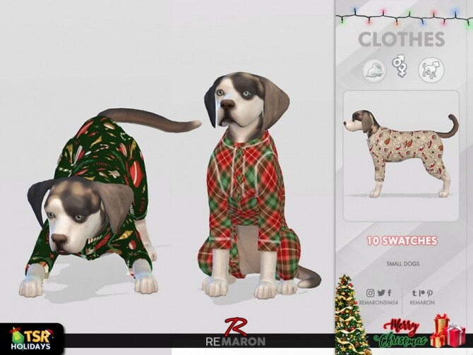 Sims 4 Jumpsuits for Small Dogs 01 Holiday Wonderland by remaron at TSR